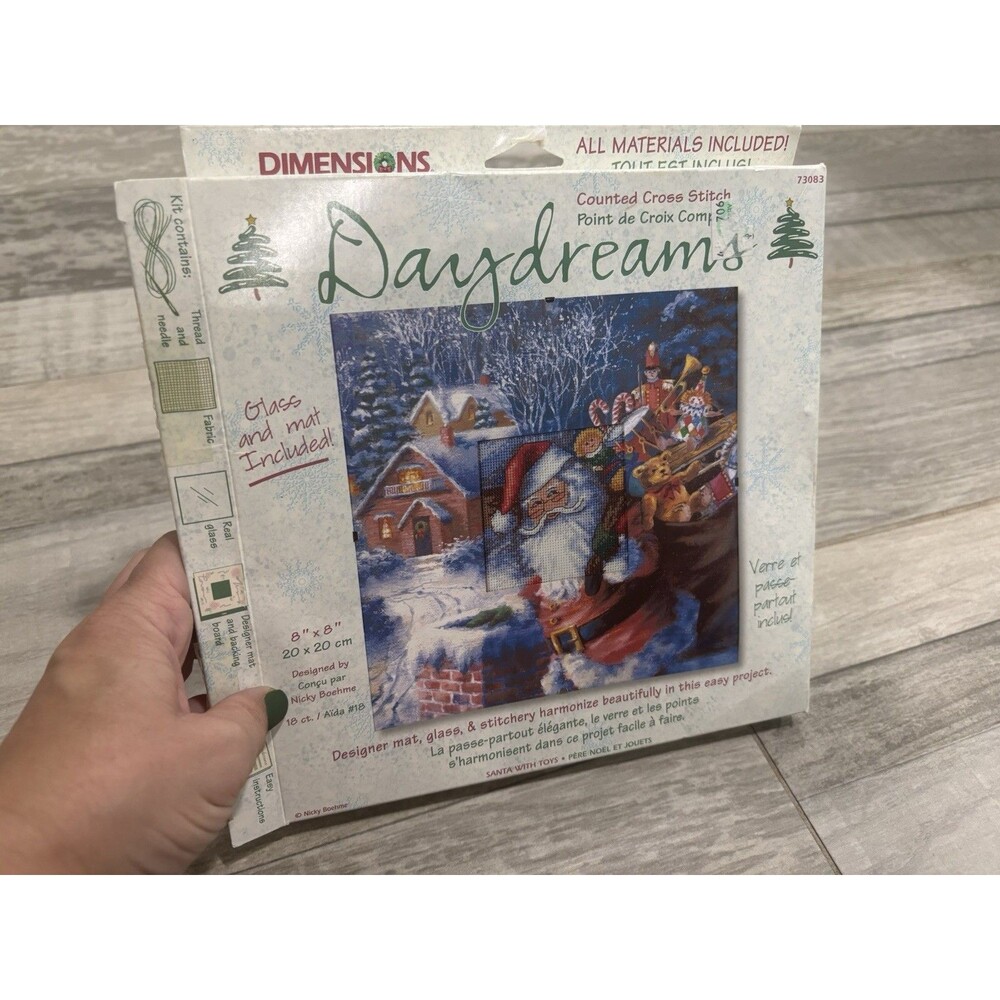Dimensions Daydreams Cross Stitch 73083 Santa With Toys Glass & Mat Open 8”x8”